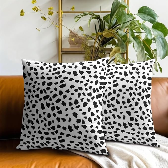 Polka Dot Throw Pillow Covers - 2pcs Animal Print Pillow Covers 20x20 Inch Dalmatian Pillow Cover Polka Dots Decorative Throw Pillow Covers Dalmatian Spots Dog Dots Pillowcase Cushion Home Décor