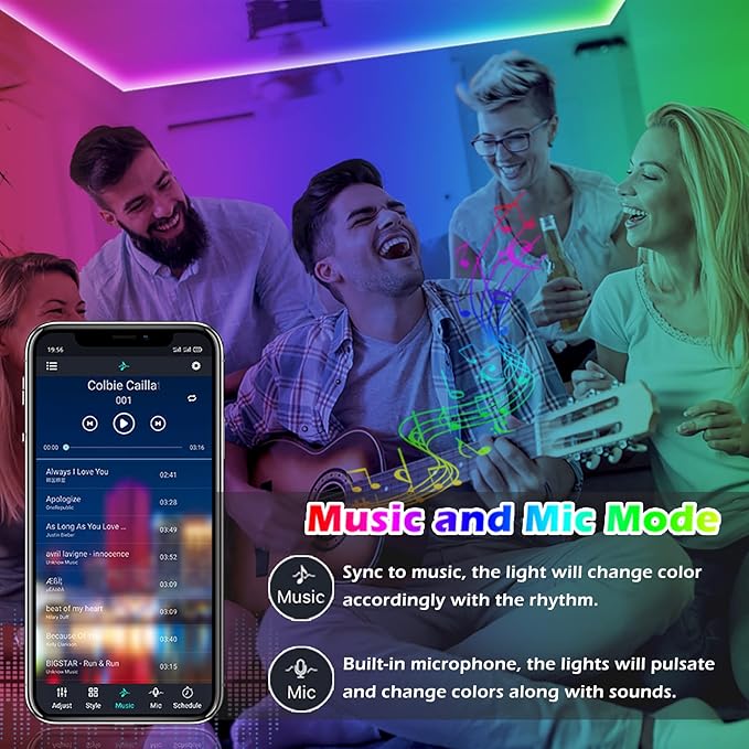 Led Strip Lights, 300ft/90m Long Smart Led Light Strips Music Sync 5050 RGB Color Changing Rope Lights,Bluetooth APP/IR Remote/Switch Box Control Led Lights for Bedroom,Home Decoration,Party,Festival