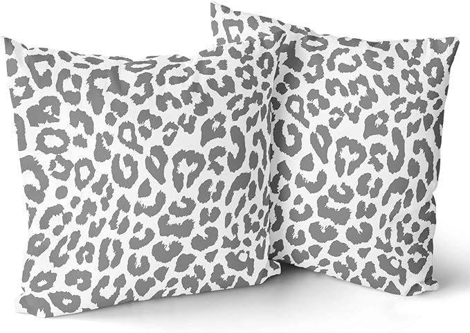 Grey Leopard Print Pillowcase 2pcs Snow Cheetah Animal Print Pillow Covers 18x18 Inch Cheetah Decorative Throw Pillow Cover Watercolor Gray Throw Pillow Cover Cotton Cushion Home Décor