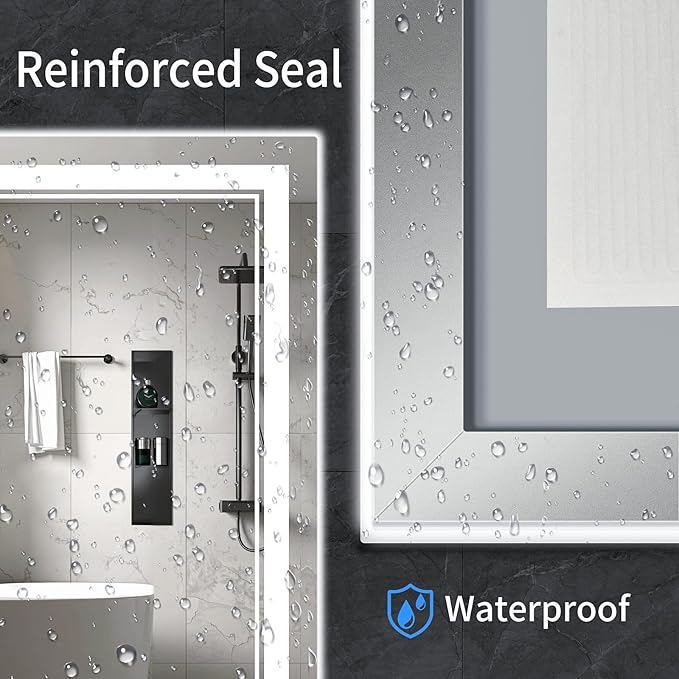 36"x30" LED Bathroom Mirror with Anti-Fog, Stepless Dimmable Lights, 3 Color Modes, Shatter-Proof Tempered Glass, Memory Function & Waterproof Design