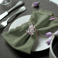 Handmade Cloth Napkins 100% Cotton Napkins with Fringe，Delicate Handmade Cloth Napkins for Dinners, Parties, Weddings and More，18 x 18 Inch Set of 4 - Sage Green