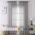 Aiyufeng 2 Pack: Basic Grey Sheer Curtain Drapes for Living Room 108 Inch Length 2 Panels, Light Filtering Voile Drapes for Bedroom, Patio, Sliding Door, Each 40" W x 108" L