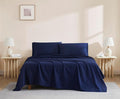 Linen Closet 100% Organic Cotton Twin Sheet 3 Pcs Set, Cotton Sheets with 16” Deep Pocket, Navy | Bed Sheets for College Dorm Essential, Crisp & Breathable, Percale, Comfy, Naturally Cooling