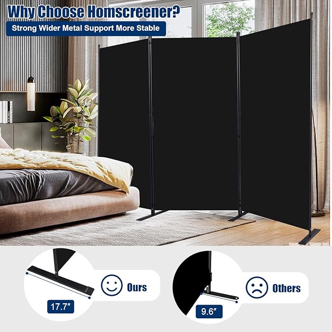 Room Divider 6FT Portable Room Dividers and Folding Privacy Screens, 102'' W Fabric Divider for Room Separation, 3 Panel Partition Room Dividers Freestanding Wall Divider Screen for Dorm Studio Office