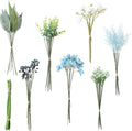 Floroom Artificial Greenery Stems Box Set, 59pcs with 7 Kinds of Faux Greenery Flowers Picks for DIY Bridal Bouquets Wedding Floral Arrangement Table Centerpieces, Blue & White
