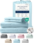 Ella Jayne Percale Sheets Twin (3 Pieces) Permium 100% Cotton Percale TC300, Hotel Luxury Collection, Deep Pockets and Cooling Twin Sheets Set Breathable Cotton Percale (Aqua)