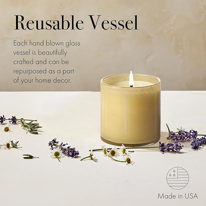 LAFCO New York Signature Candle, Chamomile Lavender - 15.5 oz, 2 Pack - 90-Hour Burn Time - Reusable, Hand Blown Glass Vessel - Made in The USA