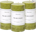 3x6 inch Green Pillar Candles Set of 3, Unscented Pillar Candle, Dripless and Smokeless Large Candles, Candle for Home Decor, Dinner Table,Weddings, Holidays