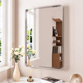 Brushed Nickel Bathroom Mirror 24x32 Inch, Brushed Silver Metal Frame Mirror Wall Mounted, Rounded Rectangle Bathroom Vanity Mirror, Tempered Glass, Anti-Rust, Horizontal/Vertical