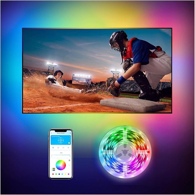 DAYBETTER Led Lights for TV, 10ft TV Led Backlight, Led TV Lights for 32-60inch TV, USB Led Strip Lights for TV Lights That Change with TV, APP Control, TV Led Lights for Bedroom(No Remote)