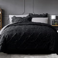 JOLLYVOGUE Black/Gray Bed in a Bag Comforter Set for Bedroom, Pintuck Full Size Comforter Sets 7 Pieces, Bedding Comforter Sets with Comforter, Sheets,Ruffled Shams & Pillowcases