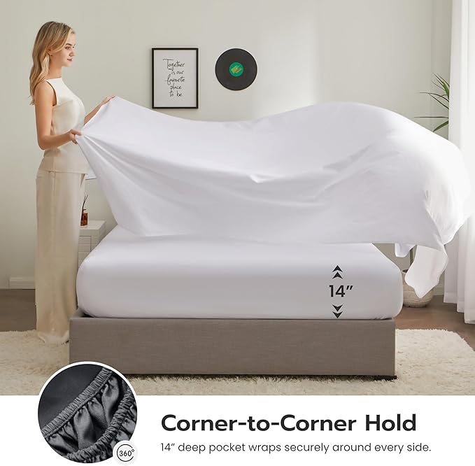 Joiedomi Twin Comforter Set with Sheets White, 5 Pieces Twin Bedding Sets with 1 Down Alternative Comforter, 1 Flat Sheet, 1 Fitted Sheet, 1 Pillowcase and 1 Pillow Sham, Bed in a Bag for All Seasons