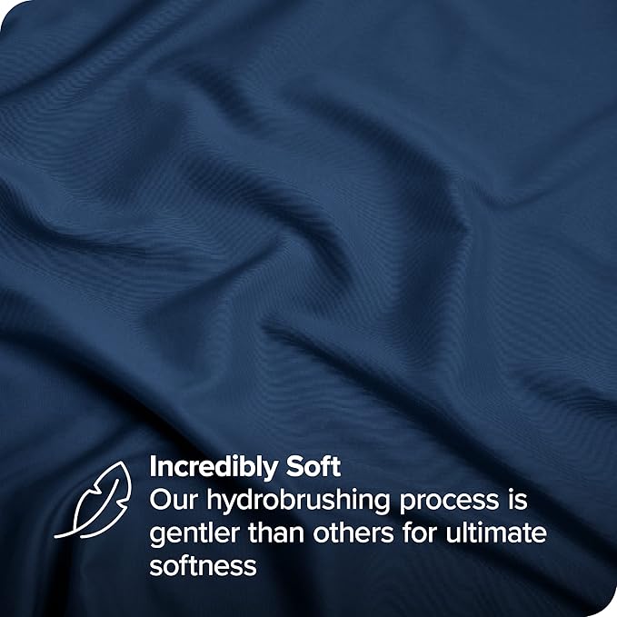 Bare Home Bed-in-A-Bag 8 Piece Comforter & Sheet Set - Split King - Goose Down Alternative - Ultra-Soft 1800 Premium Bedding Set (Split King, Dark Blue/Dark Blue)