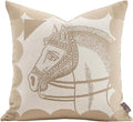 Premium Throw Pillow Covers 22x22 Inches - Oatmeal Horse Chenille Jacquard Embroidery Decorative Couch Pillow Covers for Living Room Bedroom Sofa Home Décor