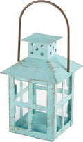 Kate Aspen, Distressed Metal Vintage Decorative Mini Lantern, Centerpiece, Party Favor, 2.5 x 2.5 x 6.5, Blue