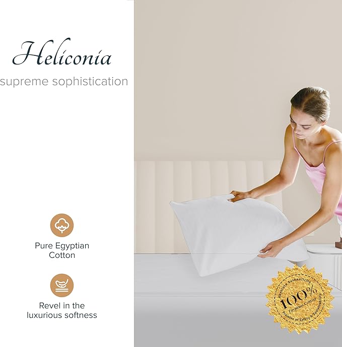 Carressa Linen 100% Egyptian Cotton Pillow Cases Standard/Queen Size Set of 2 - Luxury 1500 Thread Count Sateen White Pillow Cases, Silky Soft Cotton Pillowcases Fits Standard & Queen Pillows
