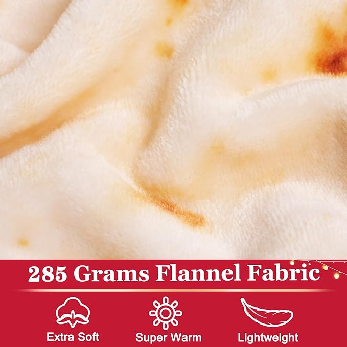 Jorbest Burrito Tortilla Throw Blanket Birthday Gifts for Women Men Teen Boys Girls, Novelty Tortilla Food Blanket Funny Gifts for Adult Kids, 285 GSM Soft Flannel Taco Blanket (Yellow, 60 inches)