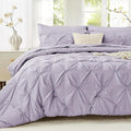 Sasttie Twin XL Comforter Set, 5-Piece Bed in a Bag, Pintuck Bedding Sets for All Season, Includes Comforter, Flat Sheet, Fitted Sheet, Pillowcase and Pillowsham, Lavender
