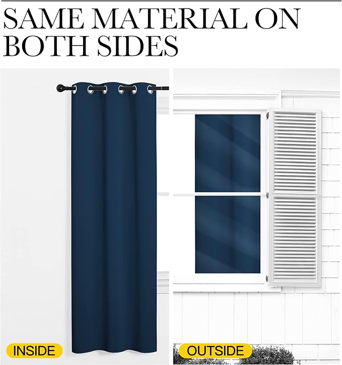 NICETOWN Moroccan Blue Blackout Curtains 120" Long for Office, Dining Room, Guest Room, 55" Wide, 2 Pieces, Sound Reducing Heat and Cold Block Curtain Panels for Modern Room Decorative