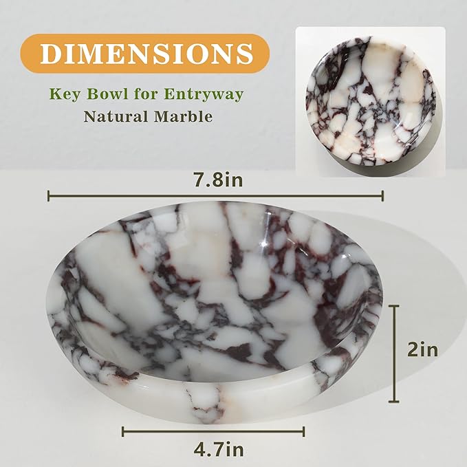 Decorative Bowl for Home Decor – Marble Fruit Bowl, Key Holder Tray with Marble Finish, Entryway Table Organizer, Kitchen Countertop & Coffee Table Centerpiece