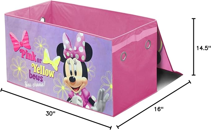 Idea Nuova Disney Minnie Mouse Collapsible Children’s Toy Storage Trunk, Durable with Lid
