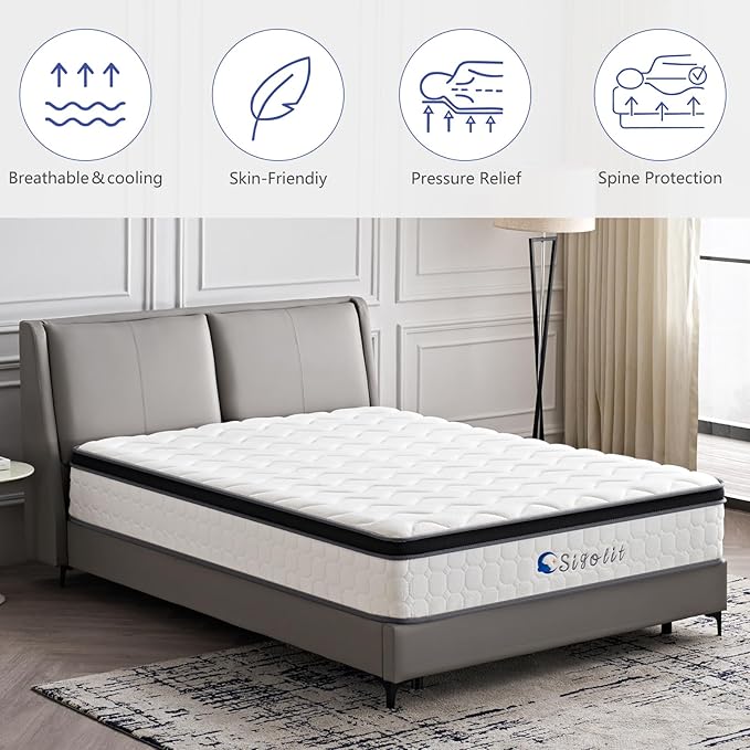 12 Inch Full Hybrid Mattress -Verify Size (54"x75"x12") Medium Firm, Memory Foam & Pocket Springs, Motion Isolation, Edge Support, Pressure Relief, Ships Compressed