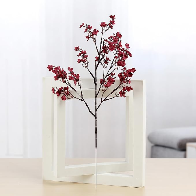 20pcs Babys Breath Artificial Flowers Gypsophila Bouquet Bulk Fake Spring Silk Small Flowers Real Touch Faux Floral for Home Bedroom Kitchen Garden Wedding Christmas Party DIY Decor (Wine Red)