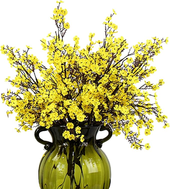 JAKY-Global Babys Breath Fabric Cloth Artificial Flowers 6 Bundle European Fake Silk Plants Decor Wedding Party Decoration Bouquets Real Touch DIY Home Garden(Yellow)