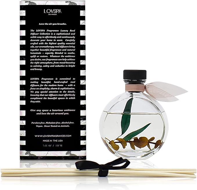 LOVSPA Reed Diffuser Set, Winter Woods Scented Oil Diffuser with Sticks, Home Fragrance Accessories for Bathroom Shelf Decor, Aroma Diffusers for Home or Office Desk, USA Made