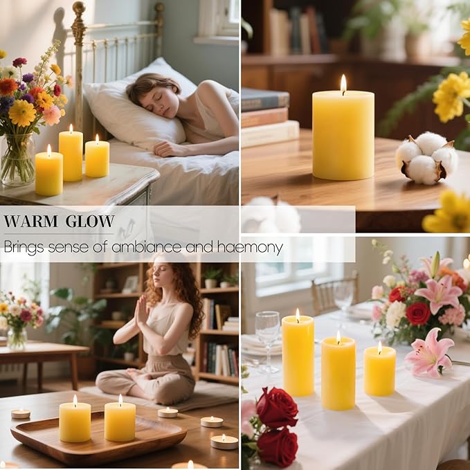 8 Packs Natural Beeswax Pillar Candles, 2x3in Organic Pillar Candles-256 Hours Pure Beeswax Candles Long Burning Time Smokeless Dripless Bees Wax Candle for Home Paryer Relax