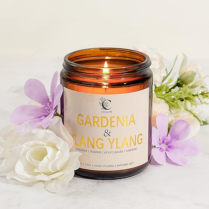 Scented Candles for Women,Gardenia & Ylang Ylang Scented Candles,7oz Hand-Poured for Serene Bedrooms & Spa Baths,Long-Lasting Floral Escape, Perfect for Meditation & Romantic Evenings