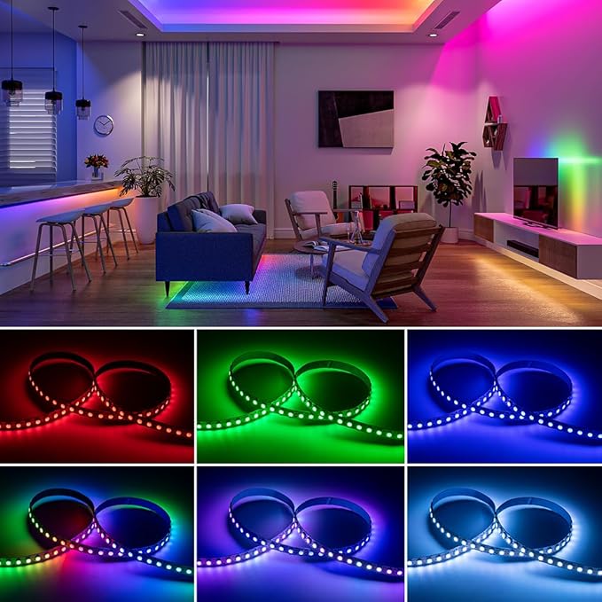 BTF-LIGHTING WS2812B IC RGB 5050SMD Pure Gold Individual Addressable LED Strip 16.4FT 300LED 60Pixel/m Flexible Full Color IP65 DC5V for DIY Chasing Color Project(No Adapter or Controller)