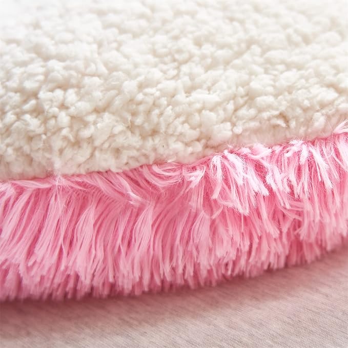 MOOWOO Fluffy Heart Pillow, Dark Pink Faux Fur Throw Pillow,Sherpa Plush Fluffy, Cute Soft Throw Cushion, Valentines Day,Thanks Giving Days,Christmas Day Decorative for Home Bed Couch Heart Shape