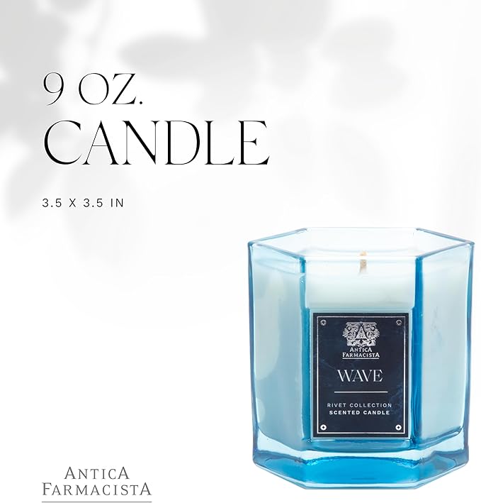 Antica Farmacista Three-Wick Candle - Decorative Home Candle - Long-Lasting & Premium Scented - Luxury Gift - Wave, 9 oz