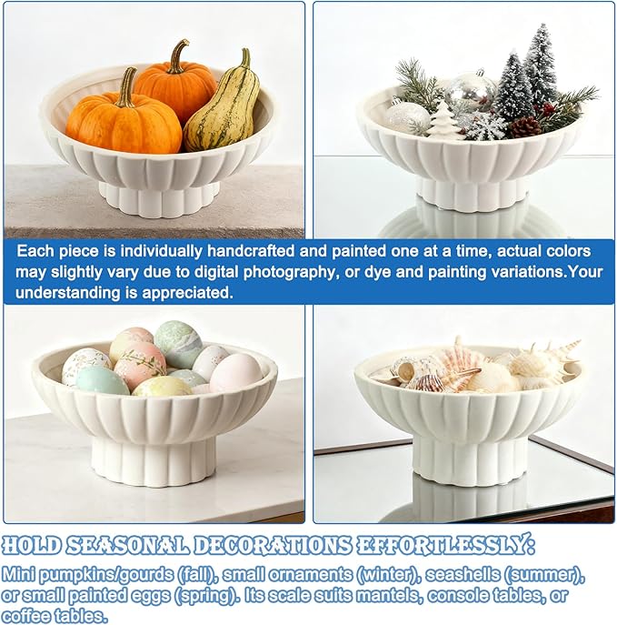 Small Footed Decorative Bowl Ceramic Modern Pedestal Bowl,Function beautifully as a catch-all bowl for keys, coins, or jewelry near entryways for Home Organization Home Decor,Approx Capacity 2 Cups
