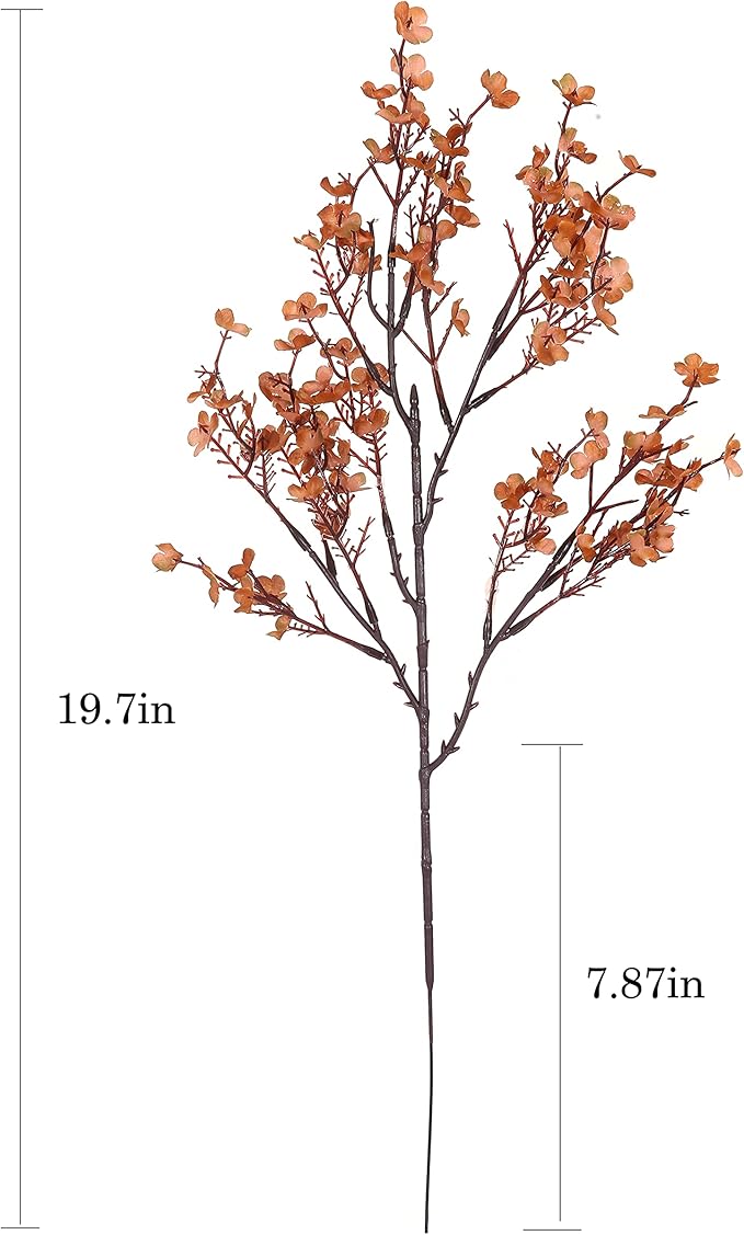JAKY-Global Babys Breath Silk Artificial Flowers 12 Bundle Fake Plants Fall Decorations for Home Farmhouse Decor Wedding Party Decoration Bouquets DIY Garden (Dark Brown Pink 12pcs)