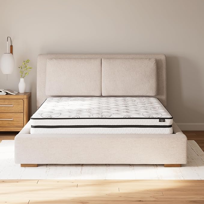 Signature Design by Ashley King Size Chime 10 Inch Medium Firm Hybrid Mattress with Cooling Gel Memory Foam for Pressure Relief, Fiberglass Free, Mattress In A Box