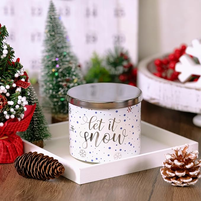 Christmas Candles, Winter Snowflakes Candle, Winter Pine Scented Candle, Large 3 Wicks, 14 oz Christmas Scented Candles
