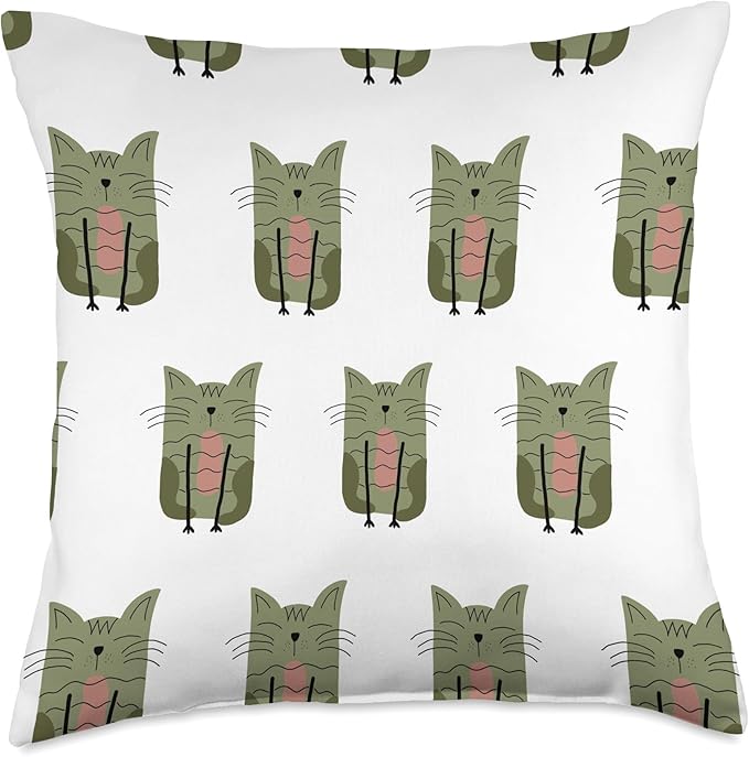 Cute Scandinavian Animals Designs Scandinavian Cat Boho Pattern Throw Pillow, 18x18, Multicolor