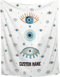 Custom Name Blanket with Evil Eye, Personalized Spiritual Blanket Evil Eye Decor for Car Couch Bedroom,Customized Magic Evil Eye Pattern Home Decor for Men Women,40"x50"-Kids/Throw Size