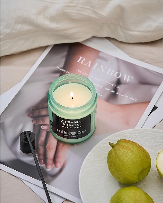 M&SENSE Candle Oceanic Breeze Scented Candle, Long Lasting Pineapple & Mango Scented Natural Soy Wax Candles 7.05oz 50 Hours Burn for Home Scented, Stress Relief Gifts for Women/Men