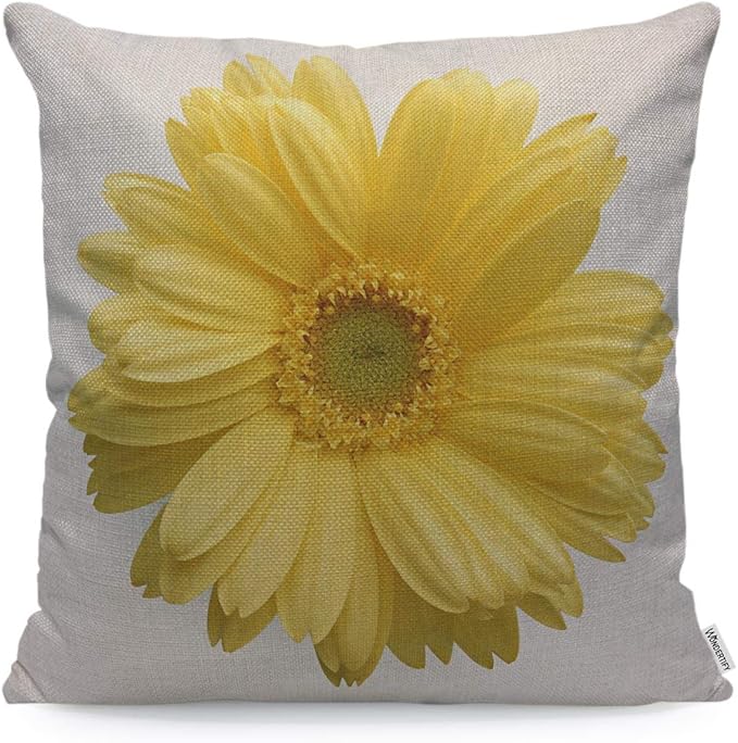 WONDERTIFY Throw Pillow Cover Yellow Flower Sunflower Background - Soft Linen Pillow Case for Decorative Bedroom/Livingroom/Sofa/Farm House - Couch Pillow Cushion Covers 18x18 Inch