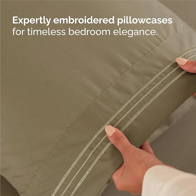King Size 4 Piece Sheet Set - Comfy Breathable & Cooling Bed Sheets Set - Hotel Luxury Bedding for Women, Men, Kids, Teens, Boys & Girls - Deep Pockets, Ultra-Soft and Wrinkle Free - Oeko-Tex - Khaki