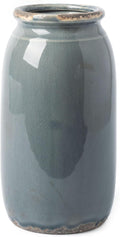 VICTOR & TERESA Rustic Blue and Grey Vase for Home Decor, Ceramic Vases for Flowers, Modern Farmhouse Decorative Vases for Pampas Grass,Table Accent, Mantel, Living Room,Bookshelf, Centerpieces, 8''