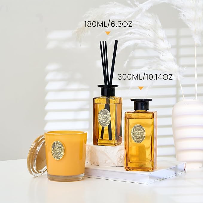 M&SENSE 6.3 oz Large Reed Diffuser Set | New Home Scent Oil Diffuser with Sticks | Hotel Collection Non-Toxic Essential Oil |for Bedroom Bathroom Living Room