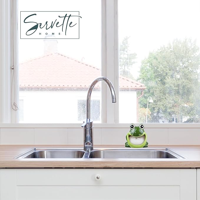 Decorative Dish Sponge Holder for Kitchen Sink - Frog
