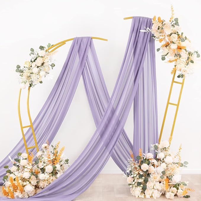 Socomi Wedding Arch Draping Fabric 1 Panel 29" x 19Ft Lavender Purple Sheer Chiffon Curtain Drapes 6 Yards for Wedding Ceremony Birthday Party Decoration