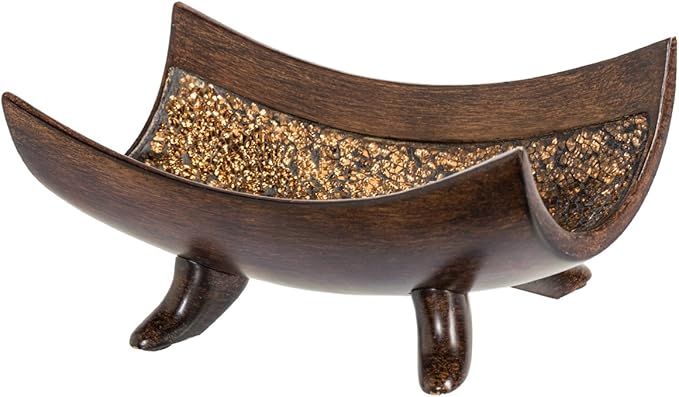 Creative Scents Schonwerk Brown Decorative Bowl for Home Decor - Dining Room Centerpiece - Coffee Table Decor for Living Room - 10" Resin Bowl - House Decor Decorations or Key Bowl for Entryway