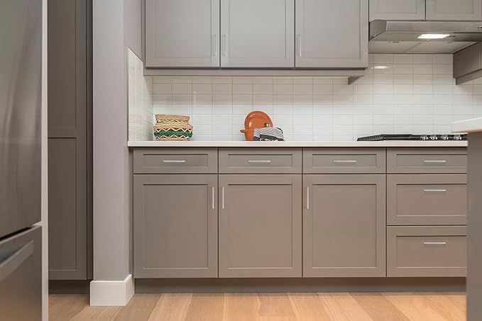 Ravinte 25 Pack Solid 5 Inch Center to Center Slim Square Bar Drawer Handles Cabinet Hardware - Brushed Nickel Kitchen Pulls