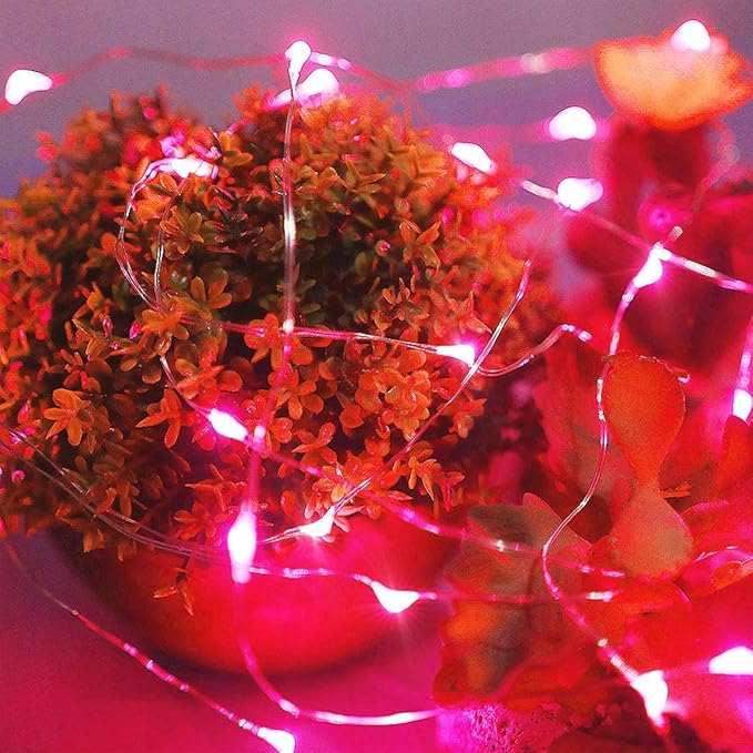 Led Fairy Lights Battery Operated, 4 Packs Mini Battery Powered Copper Wire Starry Fairy Lights for Bedroom, Christmas, Parties, Wedding, Centerpiece, Decoration (5m/16ft Red)